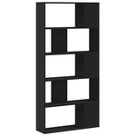 5 szintes fekete szerelt fa könyvespolc 80,5 x 23,5 x 162,5 cm 5