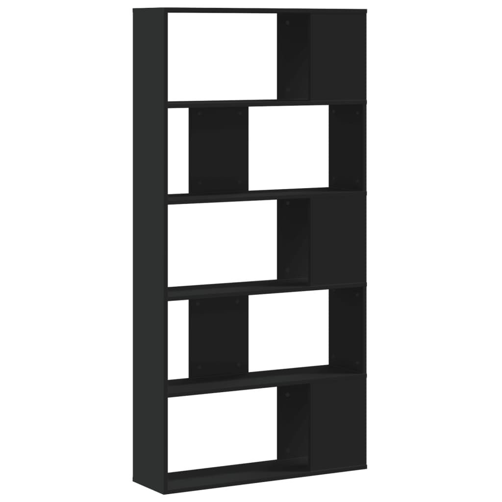 5 szintes fekete szerelt fa könyvespolc 80,5 x 23,5 x 162,5 cm 5