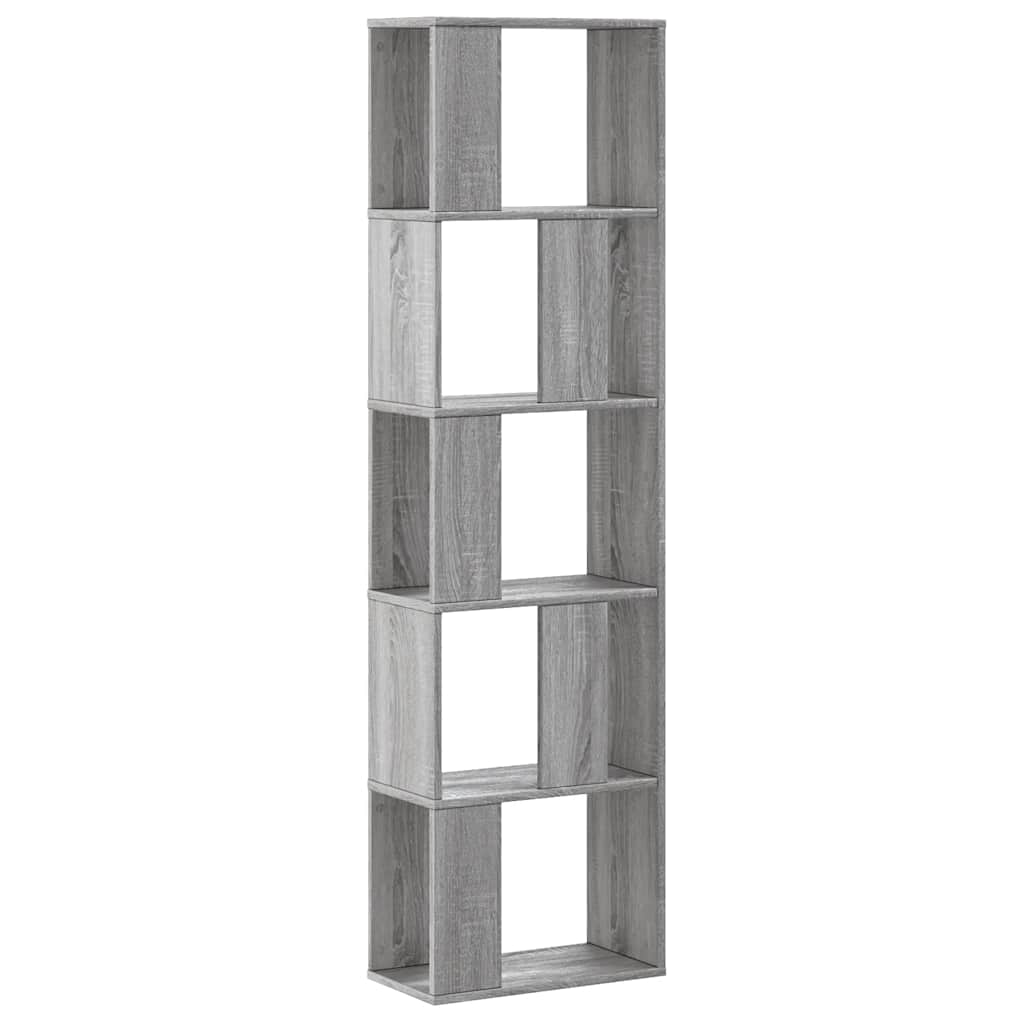 5 szintes szürke sonoma szerelt fa könyvespolc 45x23,5x162,5 cm 2