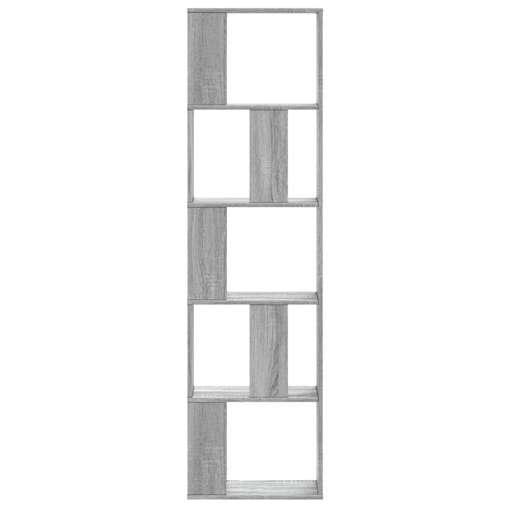 5 szintes szürke sonoma szerelt fa könyvespolc 45x23,5x162,5 cm 3