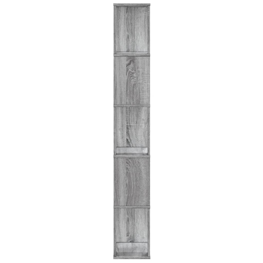 5 szintes szürke sonoma szerelt fa könyvespolc 45x23,5x162,5 cm 5
