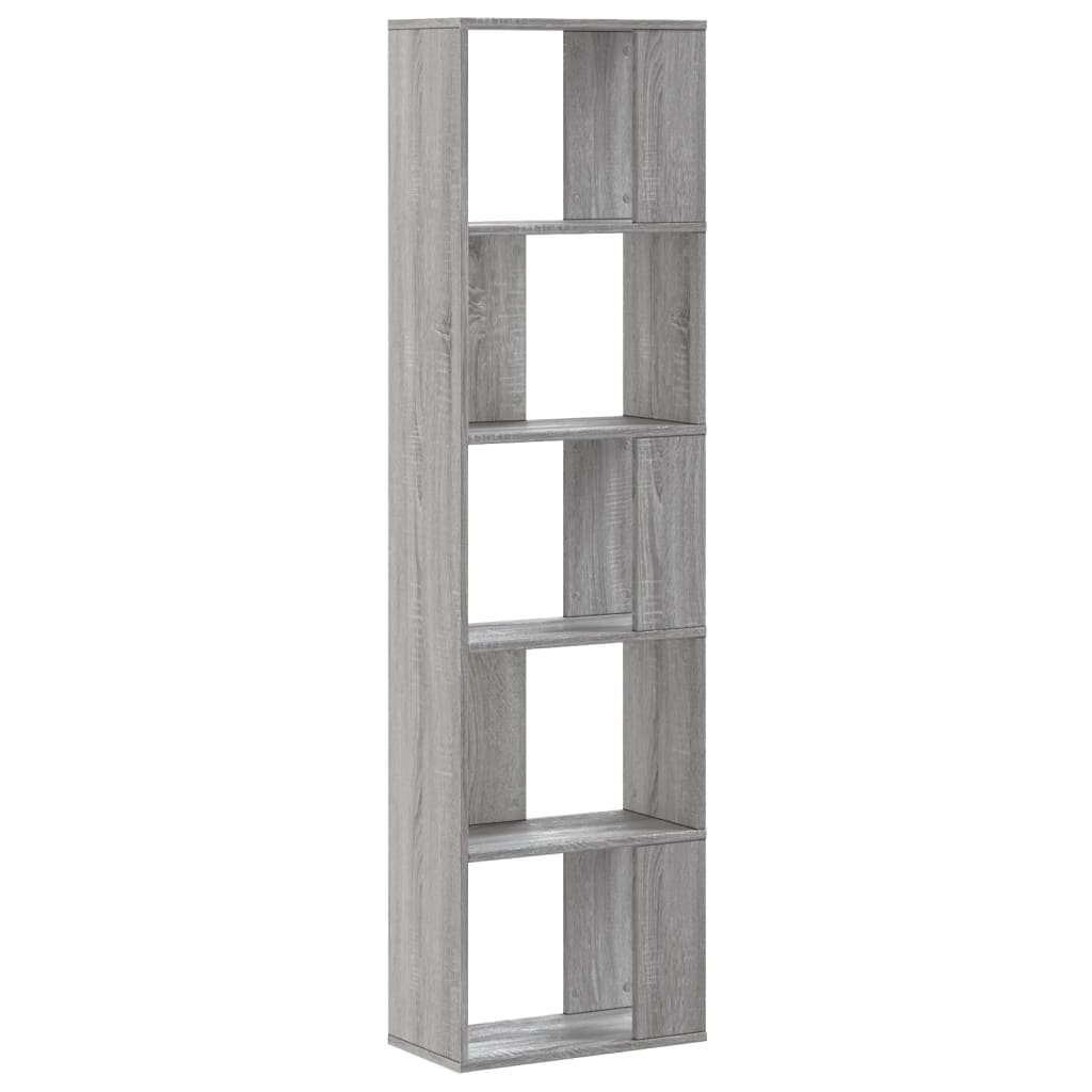 5 szintes szürke sonoma szerelt fa könyvespolc 45x23,5x162,5 cm 4