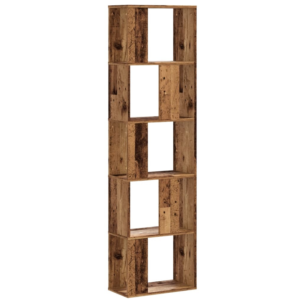 5 szintes antik fa színű fa könyvespolc 45 x 23,5 x 162,5 cm 2