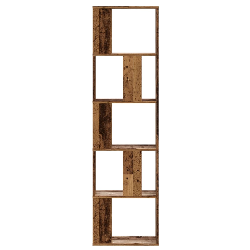 5 szintes antik fa színű fa könyvespolc 45 x 23,5 x 162,5 cm 3