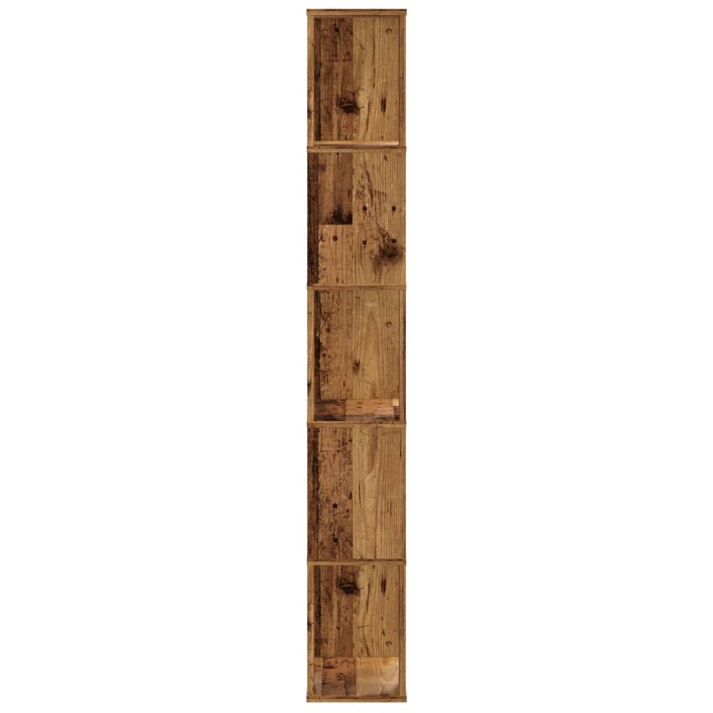 5 szintes antik fa színű fa könyvespolc 45 x 23,5 x 162,5 cm 4