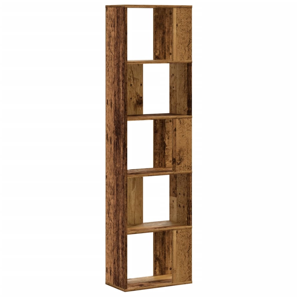 5 szintes antik fa színű fa könyvespolc 45 x 23,5 x 162,5 cm 5