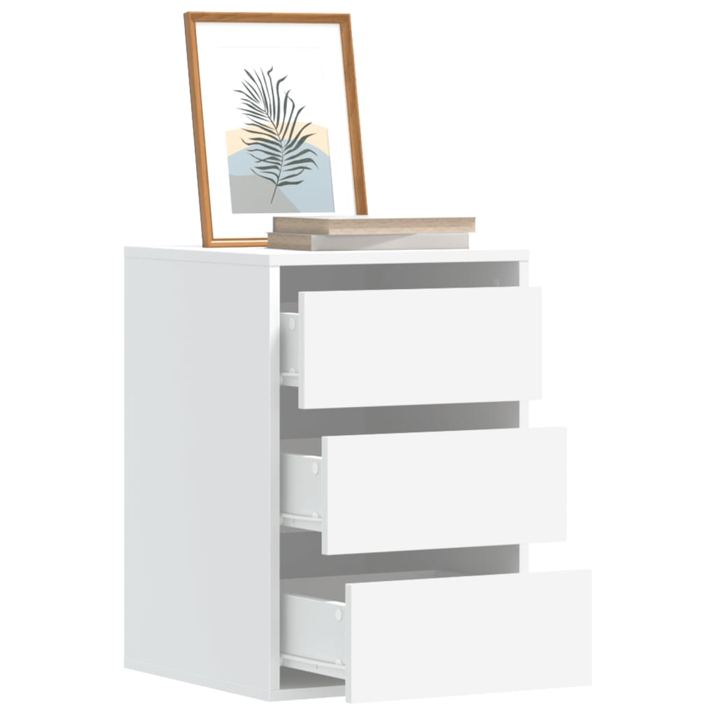 Fehér szerelt fa fiókos sarokszekrény 40 x 41 x 58 cm