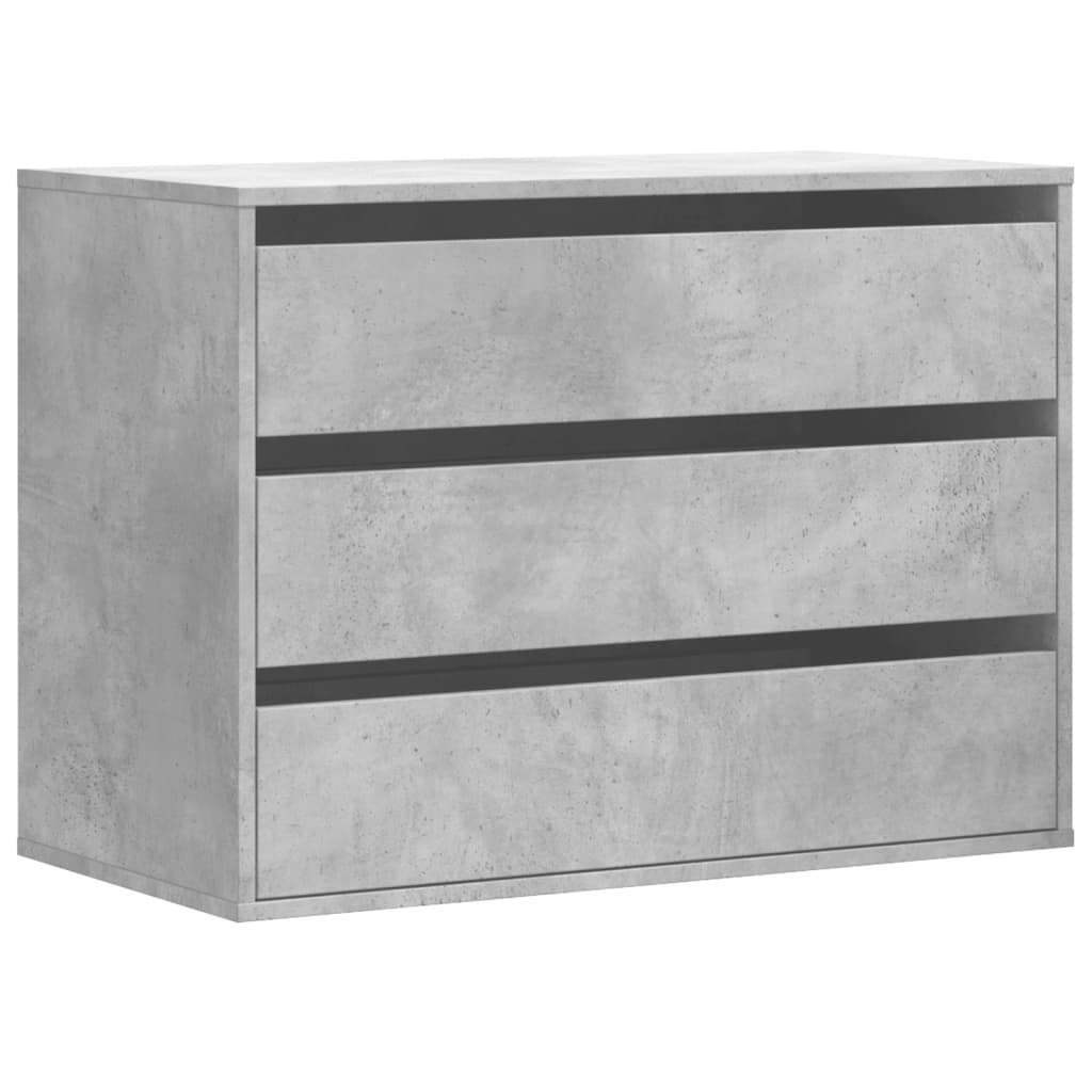 Betonszürke szerelt fa fiókos sarokszekrény 80 x 41 x 58 cm 2