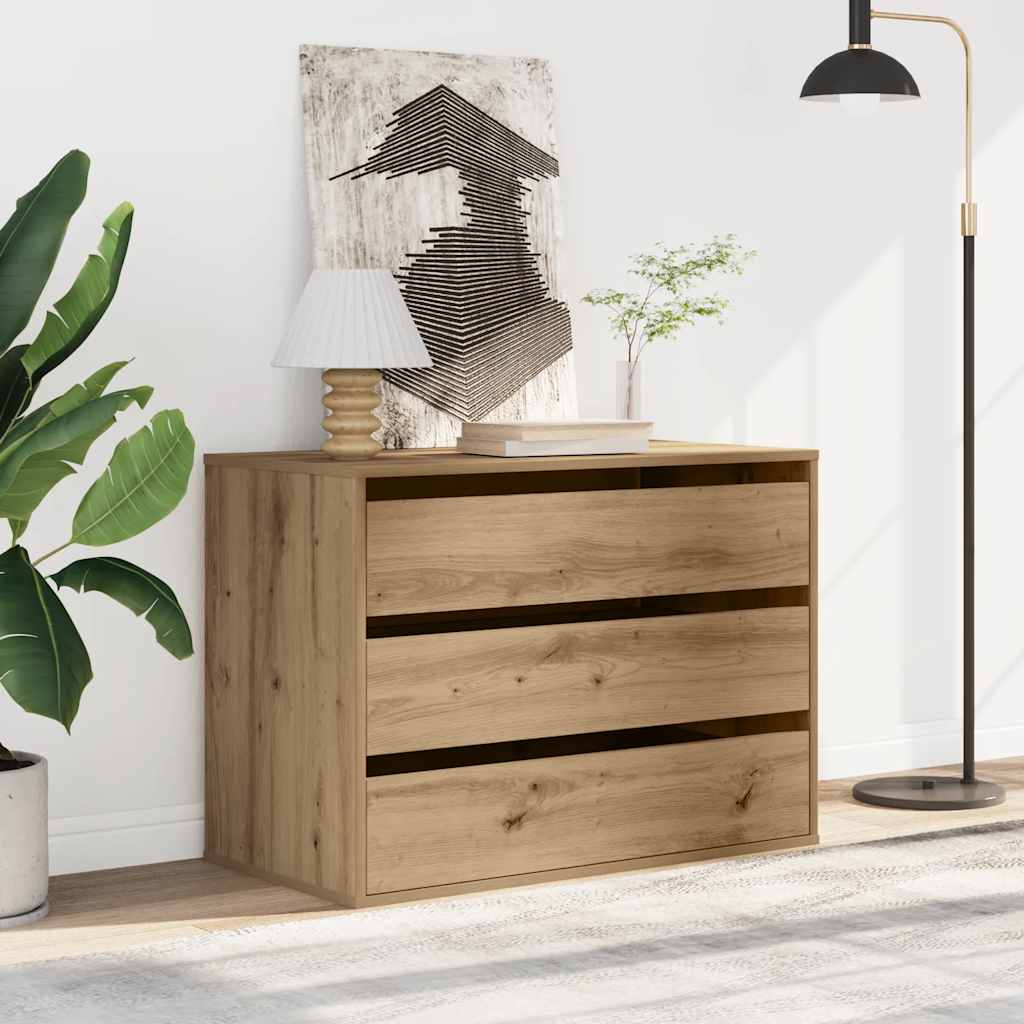 Kézműves tölgy szerelt fa fiókos sarokszekrény 80 x 41 x 58 cm