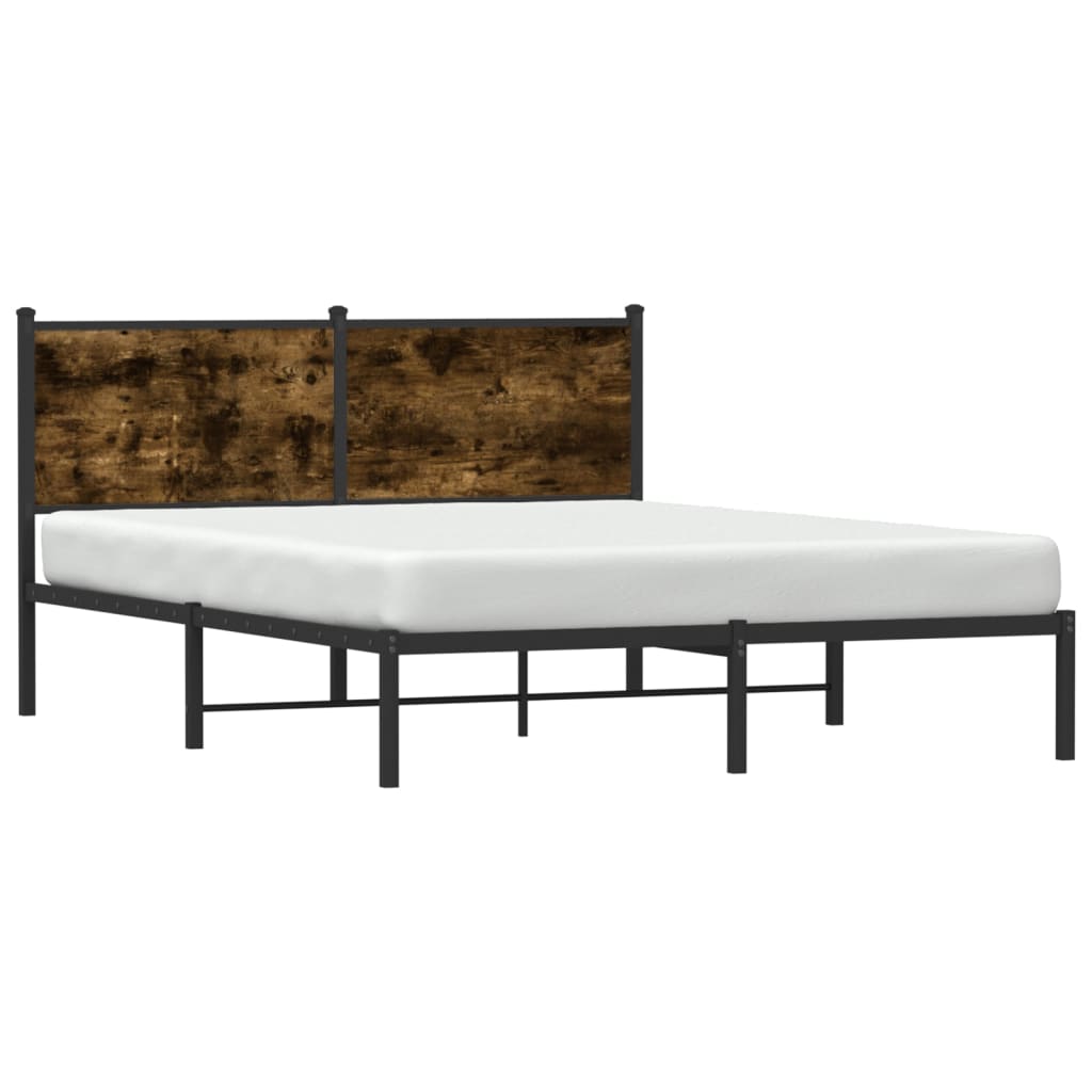 Füstös tölgy színű fém ágykeret matrac nélkül 137 x 190 cm 4