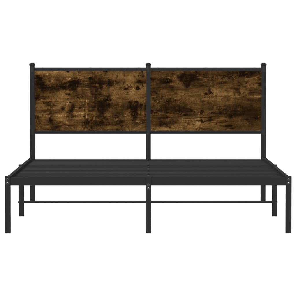 Füstös tölgy színű fém ágykeret matrac nélkül 137 x 190 cm 5