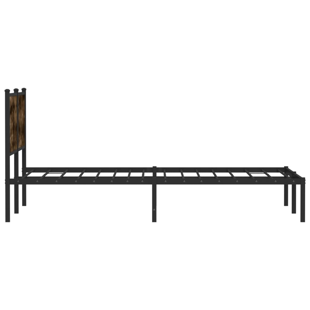 Füstös tölgy színű fém ágykeret matrac nélkül 137 x 190 cm 6