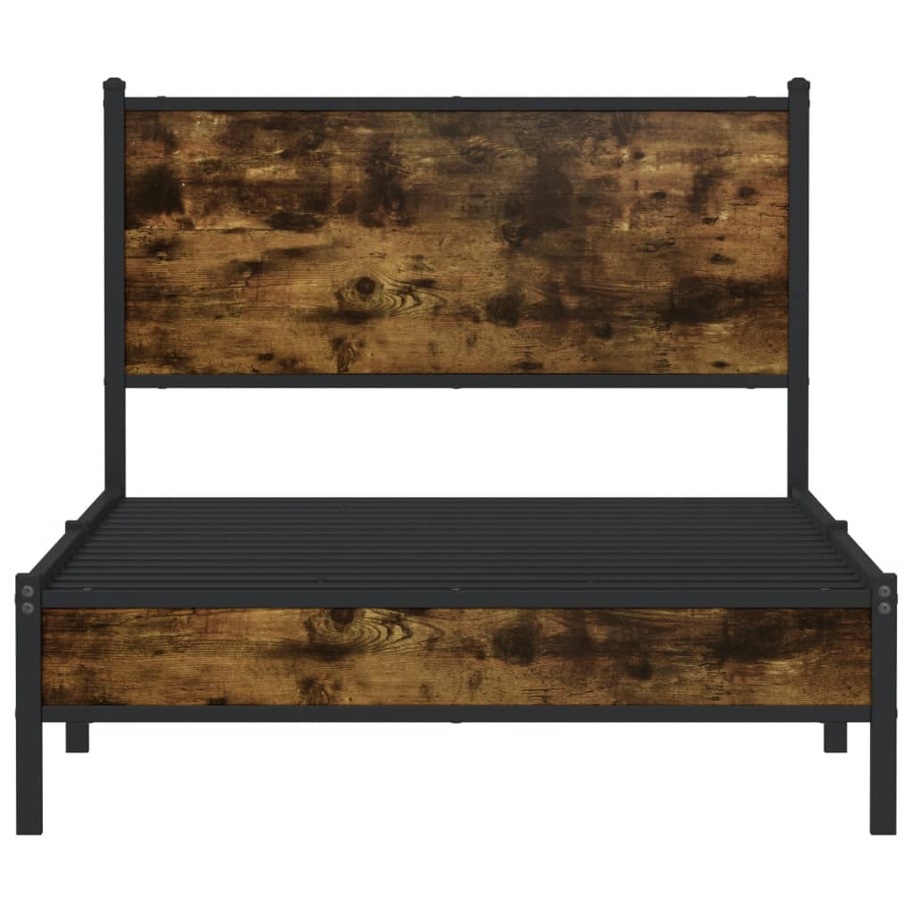 Füstös tölgy színű fém ágykeret matrac nélkül 107 x 203 cm 5
