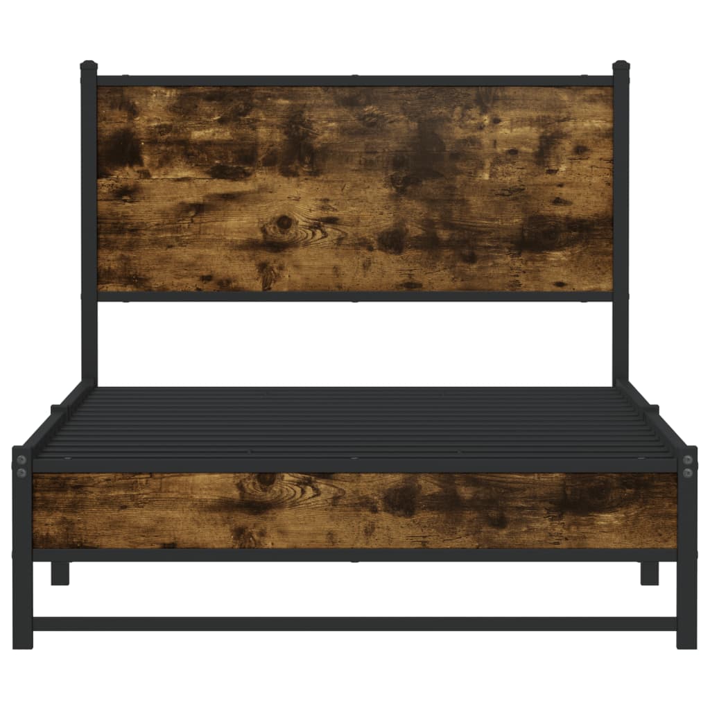 Füstös tölgy színű fém ágykeret matrac nélkül 100 x 200 cm 5