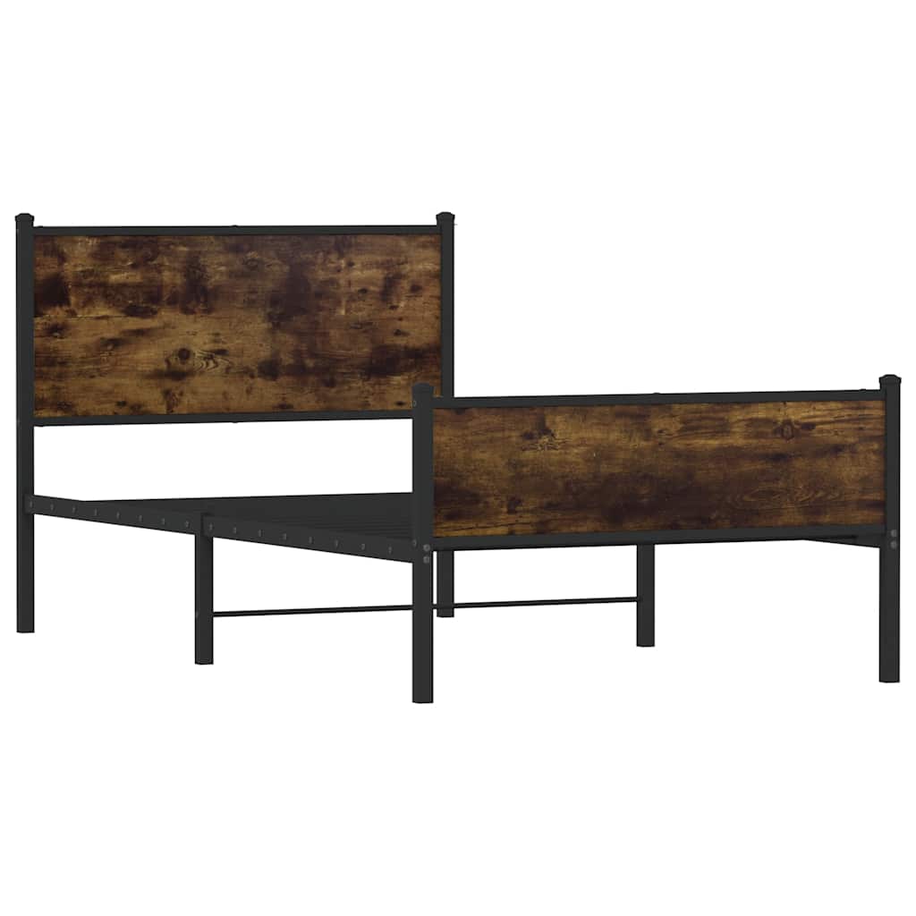Füstös tölgy színű fém ágykeret matrac nélkül 107 x 203 cm 3