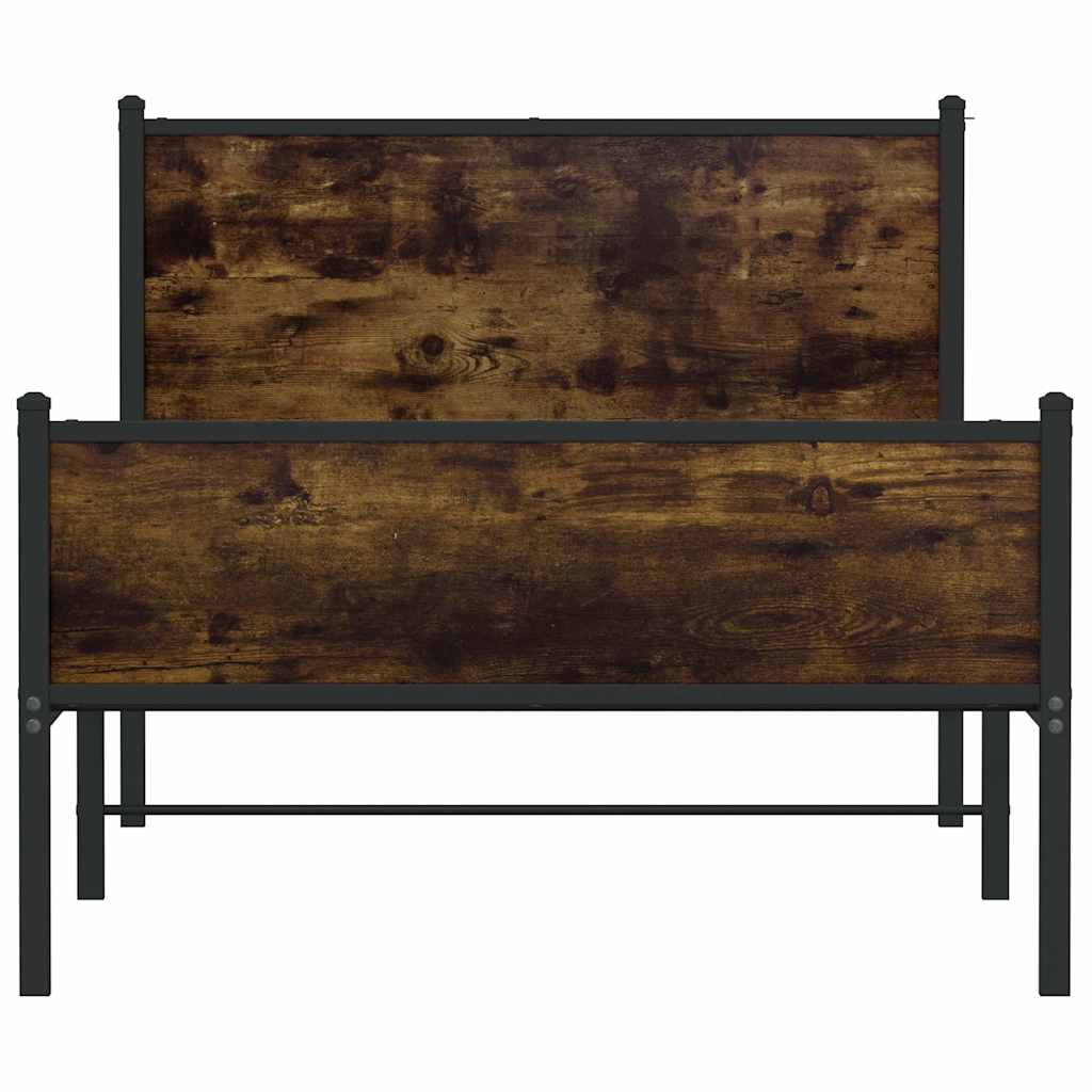 Füstös tölgy színű fém ágykeret matrac nélkül 107 x 203 cm 5