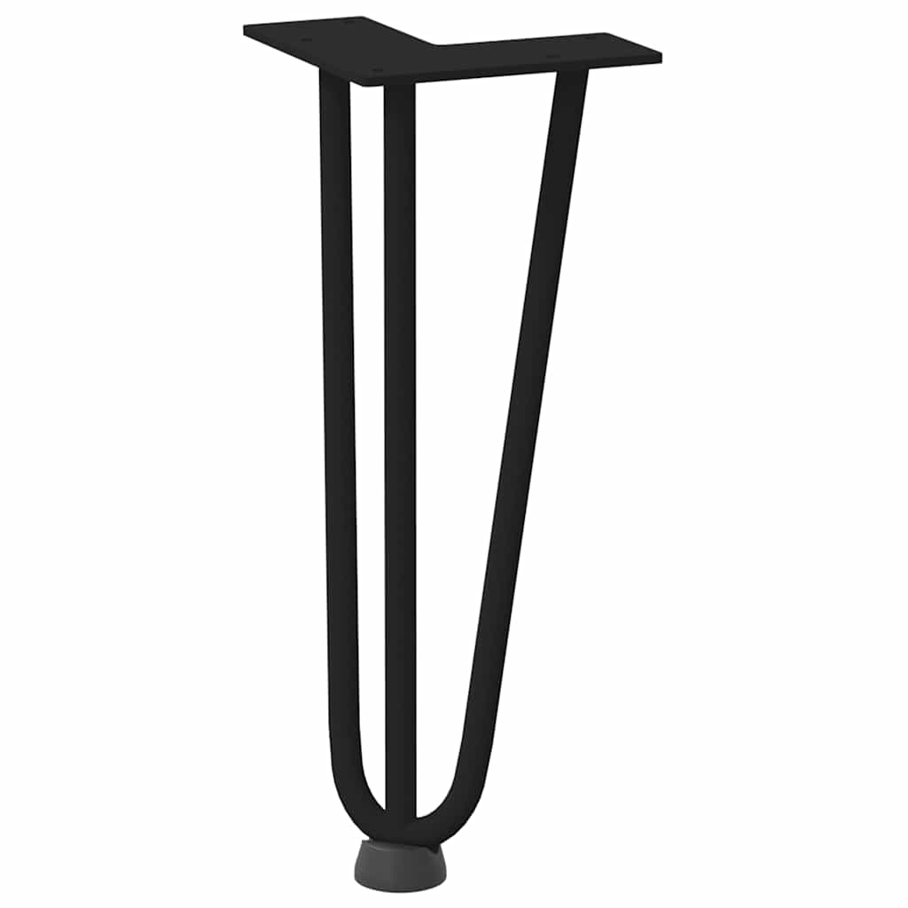 4 db fekete, tömör acél hajtűláb dohányzóasztalhoz, 30 cm 4
