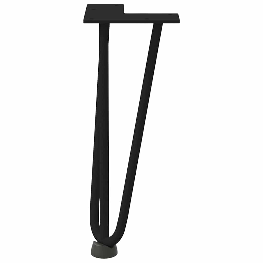 4 db fekete, tömör acél hajtűláb dohányzóasztalhoz, 30 cm 5