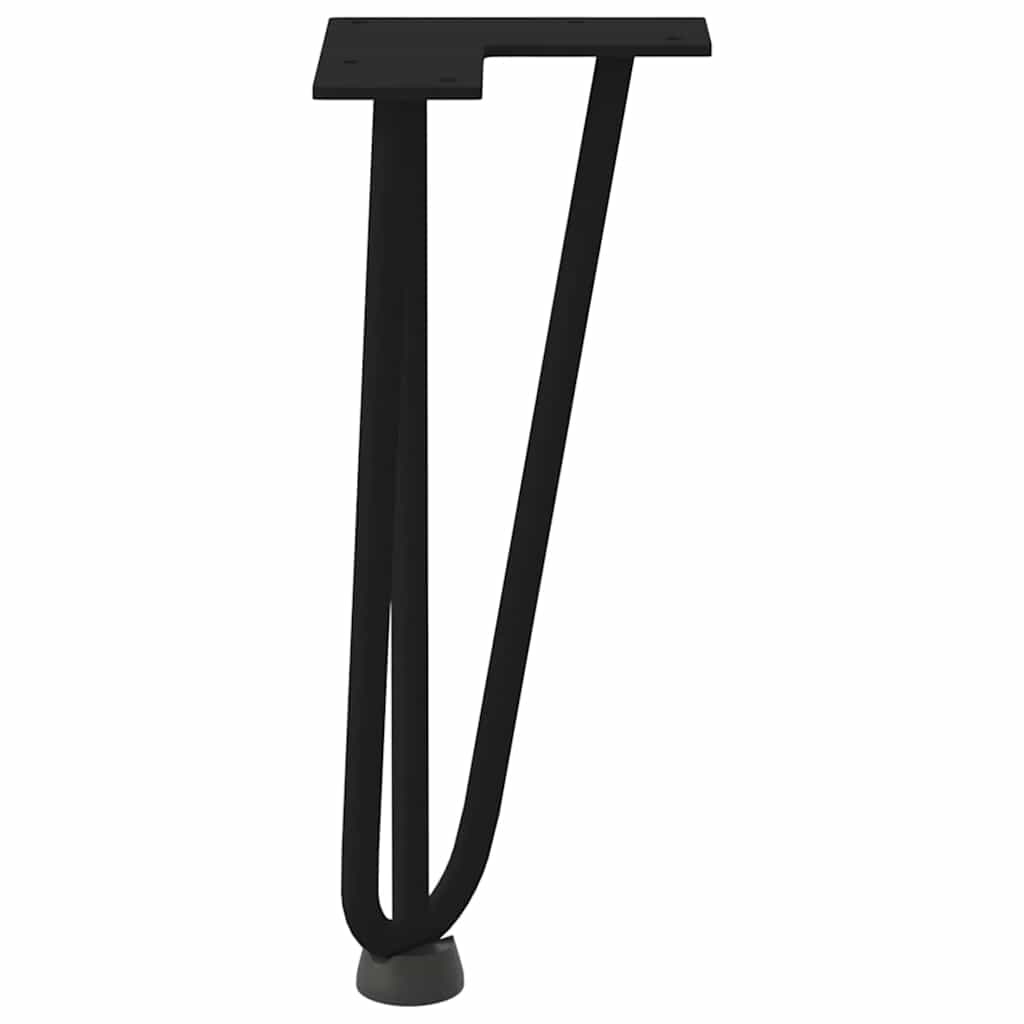 4 db fekete, tömör acél hajtűláb dohányzóasztalhoz, 30 cm 6