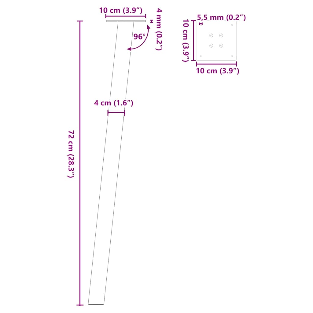 4 db fehér acél konzolasztal láb 72 cm 10