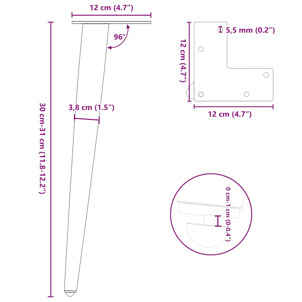 4 db kúpos alakú fehér dohányzóasztal láb 30-31 cm acél 10