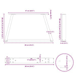 2 db V-alakú natúr acél dohányzóasztal láb 60x(30-31,3) cm 11
