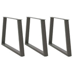 3 db antracitszürke, V-alakú acél étkezőasztalláb 90 x (72-73,3) cm