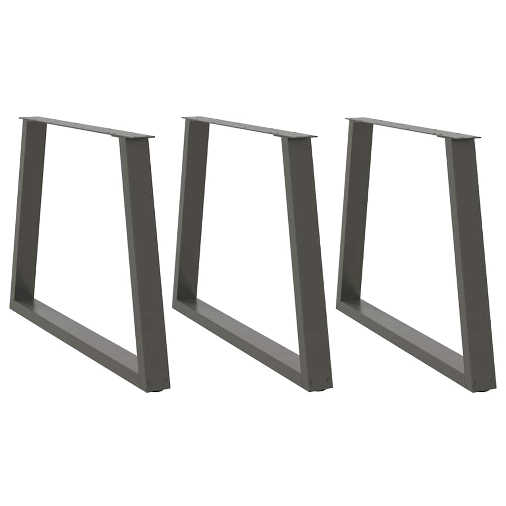 3 db antracitszürke, V-alakú acél étkezőasztalláb 90 x (72-73,3) cm