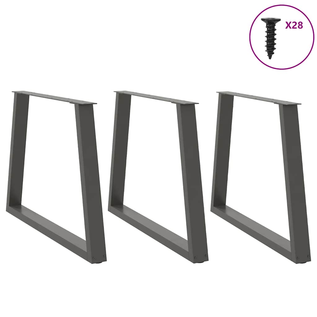 3 db antracitszürke, V-alakú acél étkezőasztalláb 90 x (72-73,3) cm 3