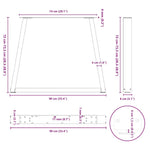 3 db antracitszürke, V-alakú acél étkezőasztalláb 90 x (72-73,3) cm 10