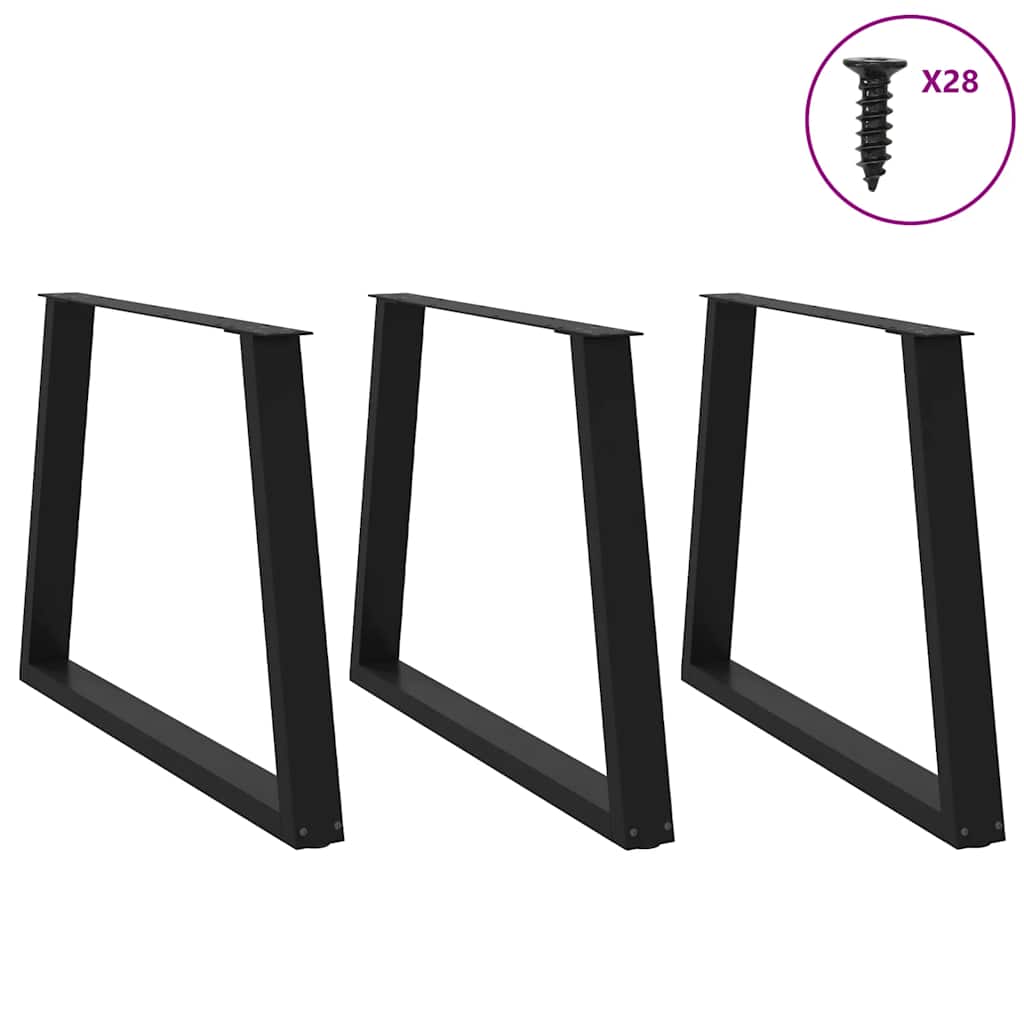 3 db V-alakú étkezőasztal láb fekete 100 x (72-73,3) cm acél étkezőasztal láb 3