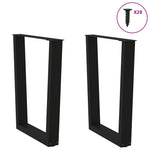 2 db fekete, V-alakú acél étkezőasztal láb 70 x (72-73,3) cm 4