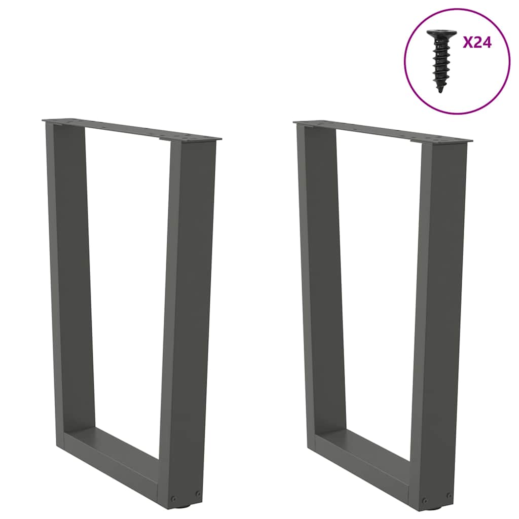 2 db antracitszürke, V-alakú acél étkezőasztalláb 70 x (72-73,3) cm 5