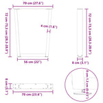 2 db antracitszürke, V-alakú acél étkezőasztalláb 70 x (72-73,3) cm 10