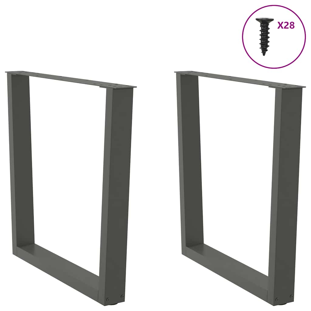 2 db antracitszürke, V-alakú acél étkezőasztal láb 80 x (72-73,3) cm 4