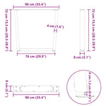2 db fekete, V-alakú acél étkezőasztal láb 90 x (72-73,3) cm 10