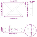 2 db antracitszürke acél dohányzóasztal láb 50 x (30-31,3) cm 10