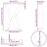 2 db natúr acél dohányzóasztal láb 38x(42-43,3) cm acél 10