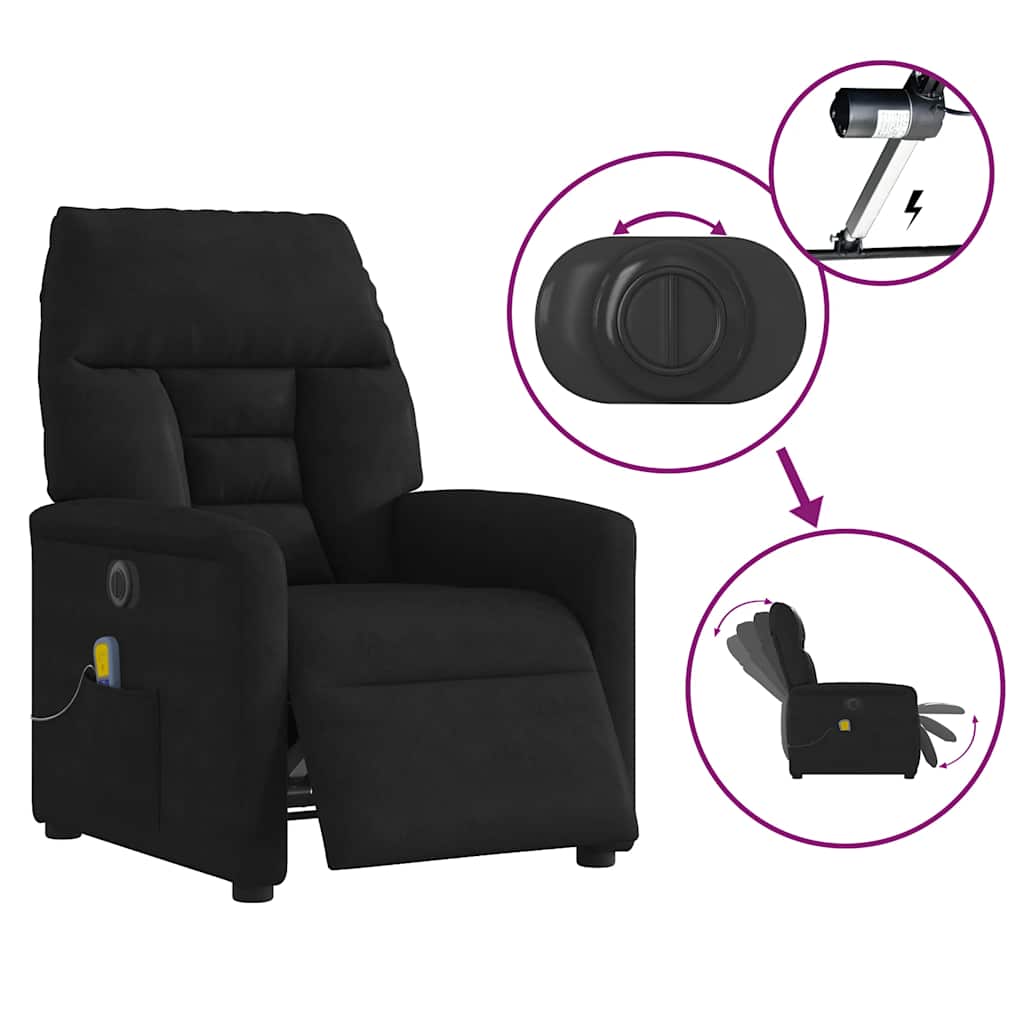Fekete mikroszálas szövet elektromos dönthető masszázsfotel 8