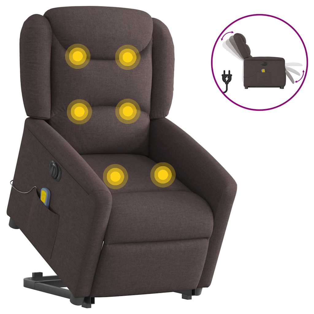 Sötétbarna szövet dönthető elektromos álló masszázsfotel 2
