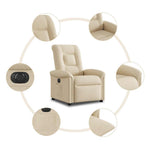 Krémszínű szövet elektromos dönthető fotel 10