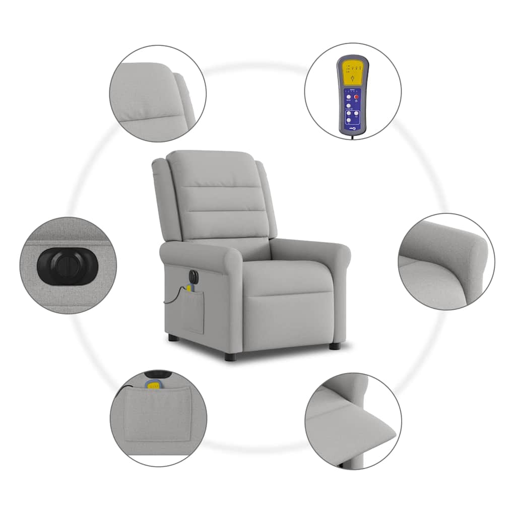Felhőszürke szövet dönthető elektromos masszázsfotel 10