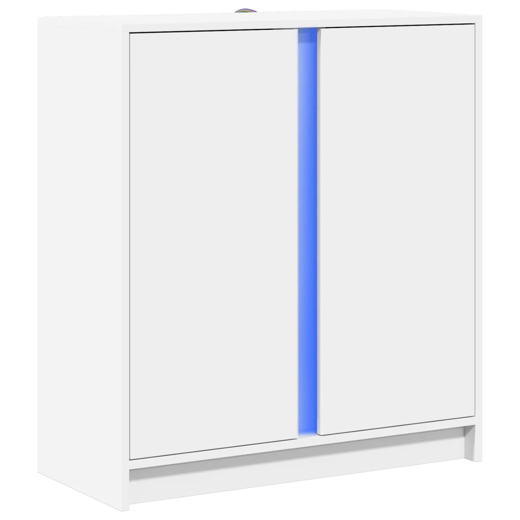 Fehér szerelt fa tálalószekrény LED-del 77 x 34 x 85 cm 3