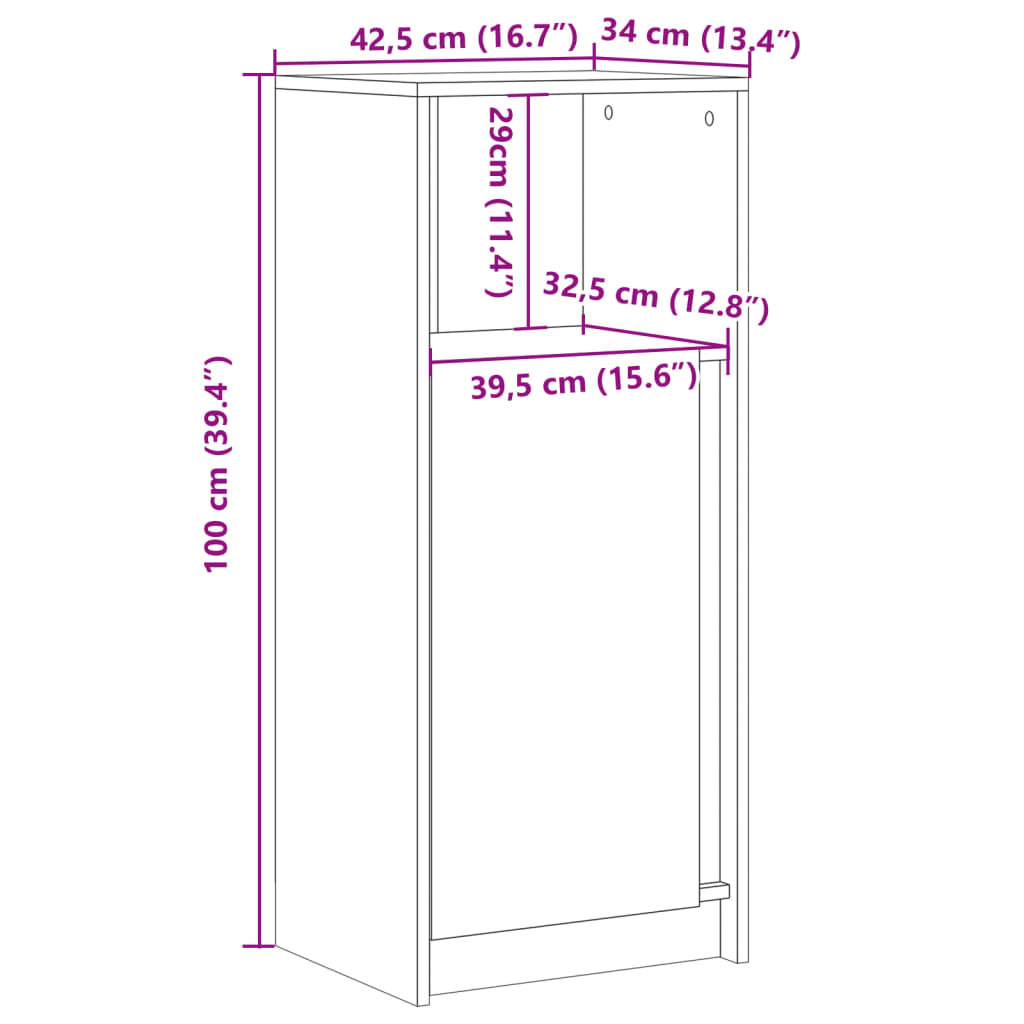 Fehér szerelt fa tálalószekrény LED-del 42,5 x 34 x 100 cm 15