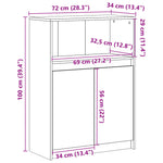 Barna tölgy színű szerelt fa tálalószekrény LED-del 72x34x100cm 14