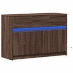 Barna tölgy színű szerelt fa LED-es TV-szekrény 91x34x61 cm 3