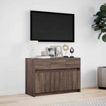 Barna tölgy színű szerelt fa LED-es TV-szekrény 91x34x61 cm 4