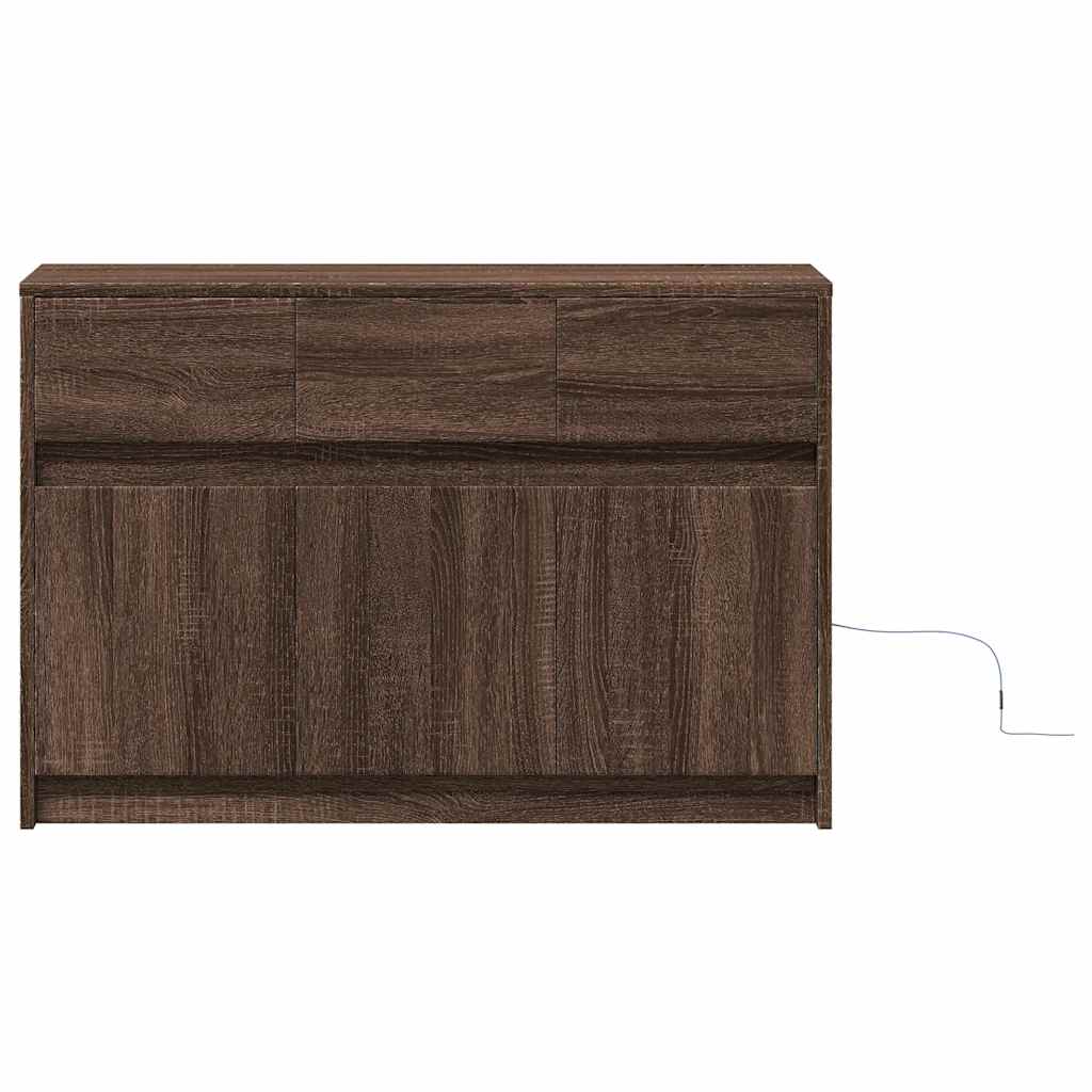 Barna tölgy színű szerelt fa LED-es TV-szekrény 91x34x61 cm 6