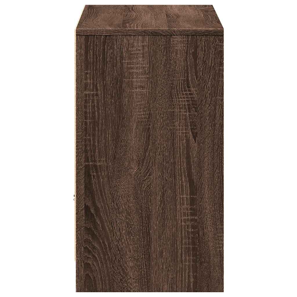 Barna tölgy színű szerelt fa LED-es TV-szekrény 91x34x61 cm 7