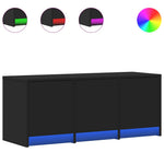 Fekete szerelt fa TV-szekrény LED-ekkel 97 x 34 x 50 cm 2